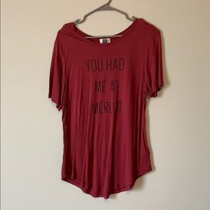 Maroon graphic tee, wine shirt, merlot